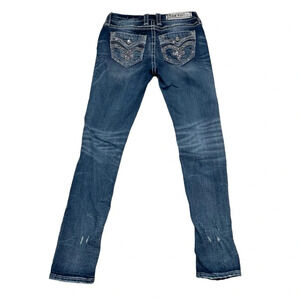 Rock Revival Iselin easy ankle skinny jeans distressed bling sequins pockets 26
